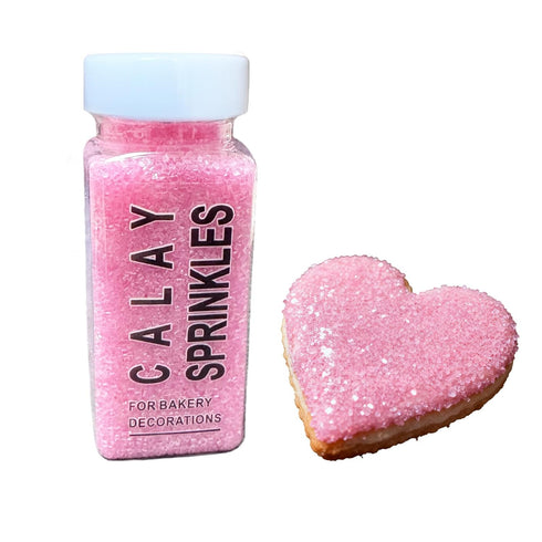 Pink Sprinkles for Baking, Pink Sanding Sugar Crystals, 4.23 ounces Edible Sparkling