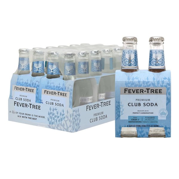 Fever-Tree Club Soda Premium Zero Calorie Mixer for Cocktails and Mocktails, 6.8