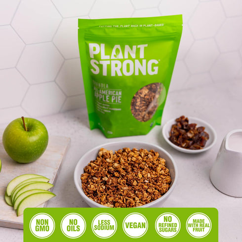 (4-Pack (9 oz PLANTSTRONG All-American Apple Pie Granola Whole Grain Oil-Free Granola with Chewy Dried Apples
