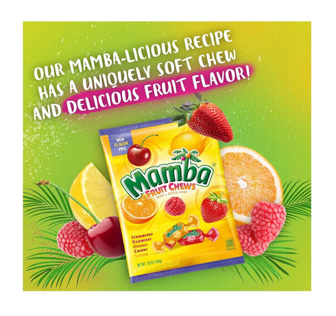 Mamba 1 lb Fruit Chews - of Candy Individually Wrapped - Enjoy the Delicious Flavors of Strawberry, Orange
