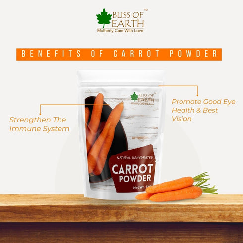 BLISS OF EARTH 2x200gm Carrot Powder All Natural Dehydrated, Pure, Freshly Ground, and Delicious Great for Juice