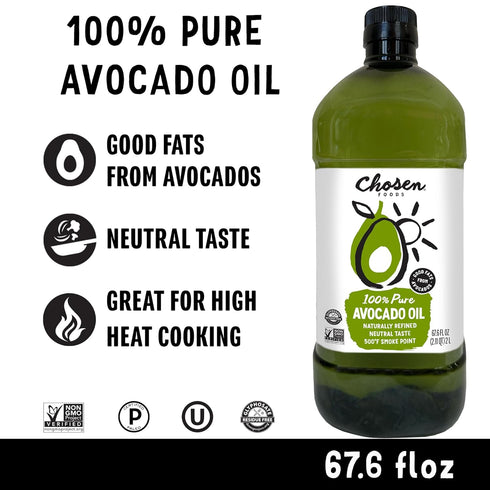 2 100% 67.6 Oz (Pack 1) Chosen Foods Avocado Oil, Liter - All Purpose Cooking Oil made from Pure Avocados - Non-GMO
