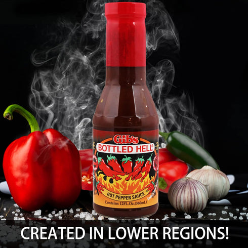 Bottled Hell 12 Oz Hot Pepper Sauce - Original | Signature Recipe Fl | Unique Medium Heat Condiment | Created