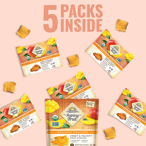 6 (30 Packs) Packs Sunny Fruit Soft Organic Dried Mangoes - Bags Individual Portion | No Preservatives, Sulfides