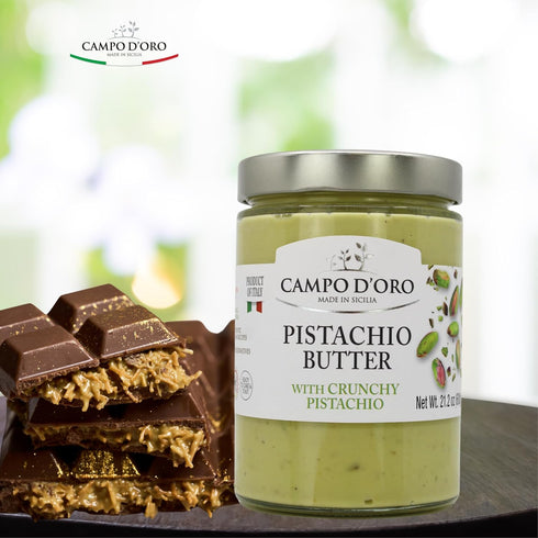 21.2oz (600g), Campo D'Oro - Pistachio Butter Sweet Cream, Rich & Nutty Pistachio Spreand Cream to make Dubai Chocolate