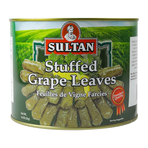 Sultan Vegetarian Stuffed Grape Leaves Halal Mediterranean-Style Dolmas Hand-Rolled, Pre-Cooked Canned Food