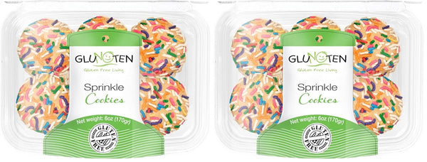 GLUNOTEN Gluten Free Sprinkle Cookies (Kosher, Dairy Free, Nut Free) (Pack of 2)