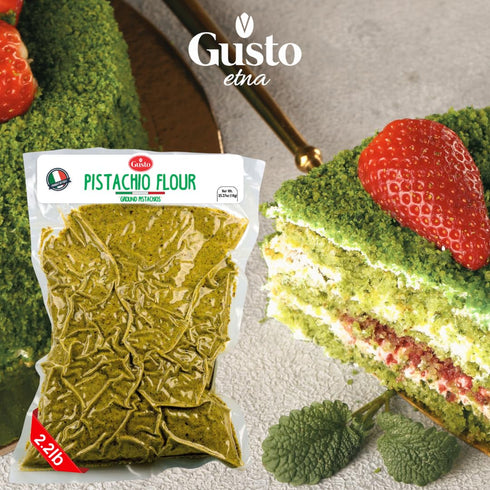 2.2 Lb (1 GUSTO ETNA Pistachio Flour, Sicilian Fine Chopped Pistachio Flour, Ground, Powder, Gluten Free Flour, Non