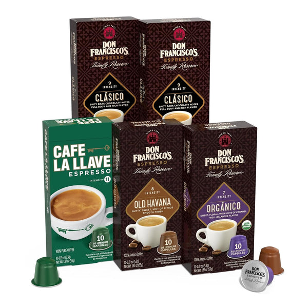 Don Francisco's and Cafe La Llave Espresso Capsule Variety Pack - 50