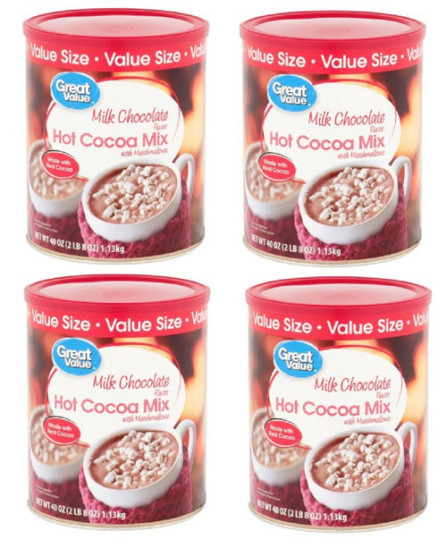 Great Value Pack of 4 - Hot Cocoa Mix, Milk Chocolate with Marshmallows, Value