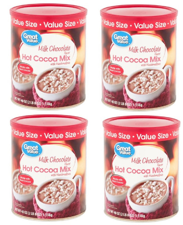 Great Value Pack of 4 - Hot Cocoa Mix, Milk Chocolate with Marshmallows, Value