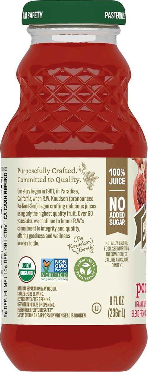 8 oz (12 Pack) R.W. Knudsen Organic Cranberry Pomegranate Juice, fl