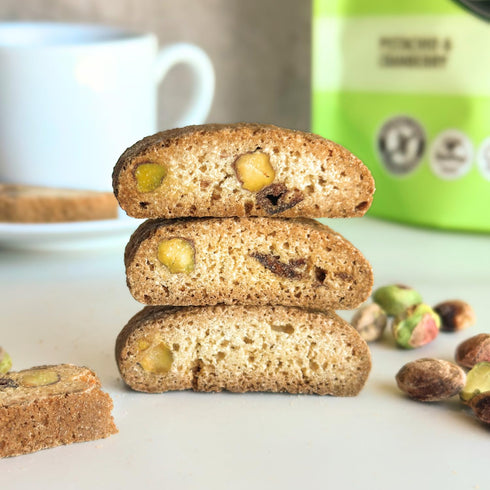 9.9 oz (283g) Tutti Gourmet Gluten Free Pistachio & Cranberry Biscotti, Resealable Cookie Bag Vegan and Halal Snacks