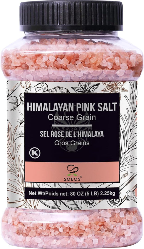 Soeos Himalayan Pink Salt, Coarse Grain, 80oz (5 Pound), Pink Salt, Kosher