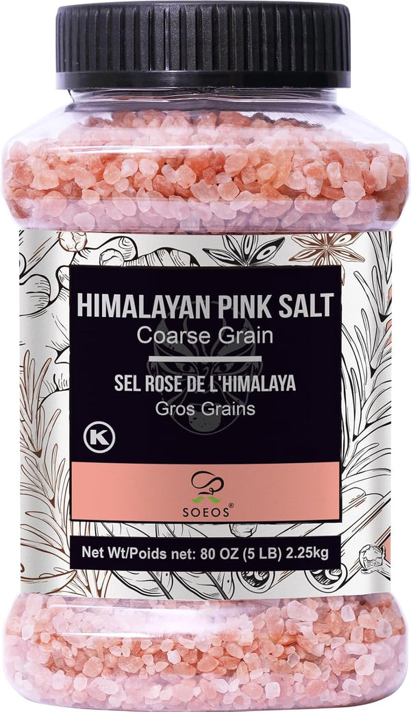 Soeos Himalayan Pink Salt, Coarse Grain, 80oz (5 Pound), Pink Salt, Kosher