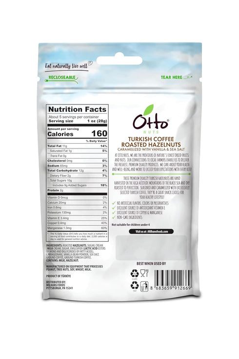 5 OZ Otto Nuts - Turkish Coffee Roasted Hazelnuts, Non-GMO Naturally Vegan Snack, Good Source of Protein |