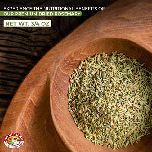 0.75 oz Angel Brand Rosemary Leaves Bottle Dried Rosemary Herb for Cooking, Seasoning, and Aromatic Infusions.