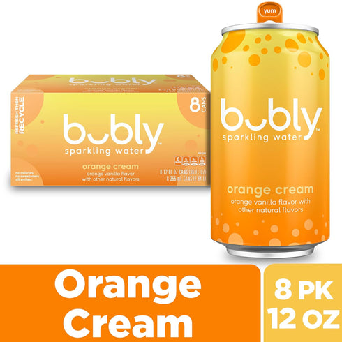 12 Oz (Pack 8) bubly Sparkling Water, Orange Creamsicle, Zero Sugar & Zero Calories, Fl Cans