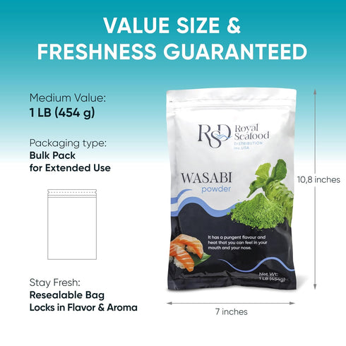1 LB RSD Premium Wasabi Powder Real Japanese Horseradish Root Powder for Sushi, Sashimi & Sauces Gluten Free, Hot