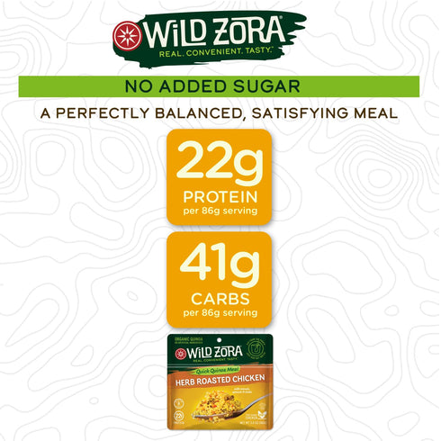 10g Packet (3-Pack) Wild Zora Instant Organic Quinoa Meals - Quick & Tasty Prepared Quinoa Bowls, Pantry Staples