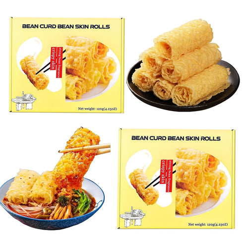 DTzygrvx Deep Fried Bean Skin Rolls ean curd roll Dried Tofu Skin (120g