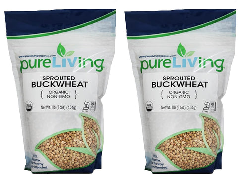 Pureliving Organic Sprouted Buckwheat - Whole Grain - 16 Ounce Bag (Pack of