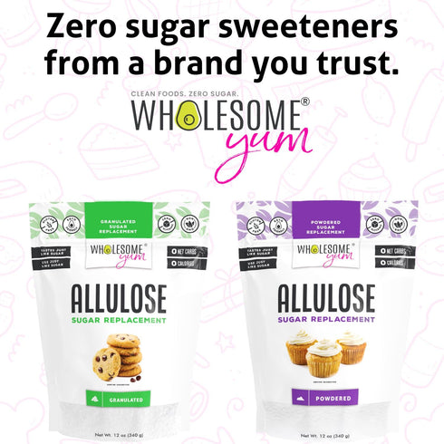 0 Tummy (12 oz) Wholesome Yum Powdered Allulose Sweetener - Natural Keto Powdered Sugar Substitute - Non GMO, Zero