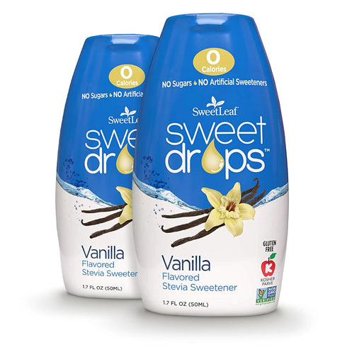 SweetLeaf Sweet Drops Vanilla Stevia Liquid Sweetener, 0 Calorie, Sugar Free, 1.7 Fl Oz Ea (Pack of 2)