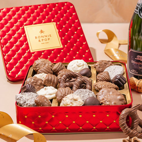 Set- Mothers Day Chocolate Gift Basket Gourmet Holiday Snack Gift Box Idea in Keepsake Tin Mother, Mom, Women
