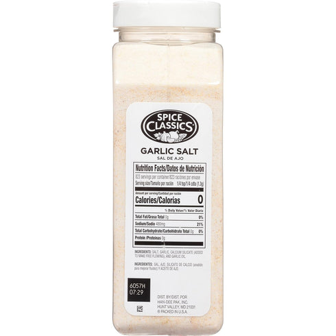 Spice Classics Garlic Salt, 38 oz - One 38 Ounce Container of Bulk Garlic Salt Seasoning, Ideal for Adding Flavor to Meats, Seafood, Potatoes, Pasta and More