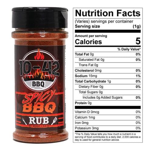 10-42 5.5 oz Spicy BBQ Rub Seasoning (NO MSG, Low Sodium) - All natural, Hot BBQ Rub | Meat Grilling Spicy Dry Rub |