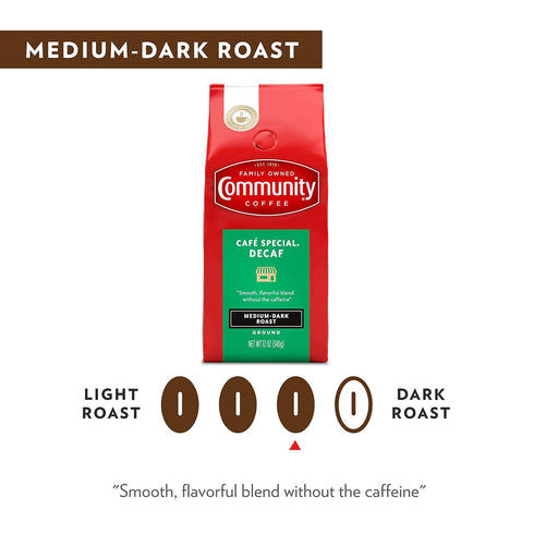 Community 72 12 (Pack 6) Coffee Cafe Special Ounce, Decaffeinated Ground Coffee, Ounce