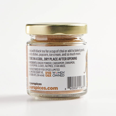 1.8oz PUR Spices Chai Masala I Perfect for Hot or Iced Chai, Latte I All-Purpose Baking Spices I Indian Blend