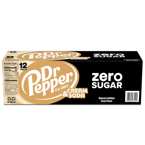 12 oz 12 pack DR PEPPER and Cream Soda Zero Sugar, fl cans