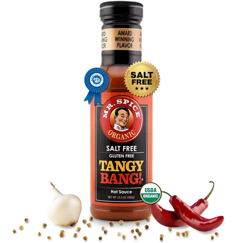 Mr. Spice Organic Hot Sauce, Salt Free Tangy Bang Hot Sauce (0mg/serving),