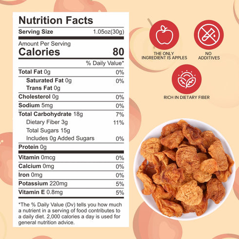 Ternio 14.21 oz (400 Deliciously Chewy Dried Apples - g) - No Sugar Added, No Additives Apple Chips, Dried Fruit |