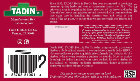24 Pack 6 Tadin Damiana Tea, Herbal Tea, Caffeine Free, Tea Bags Per Box