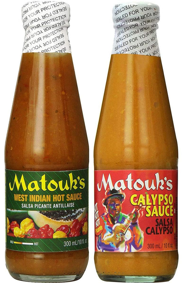 Matouk's West Indian Hot Sauce and Calypso Sauce 10 Ounce (Pack of 2)