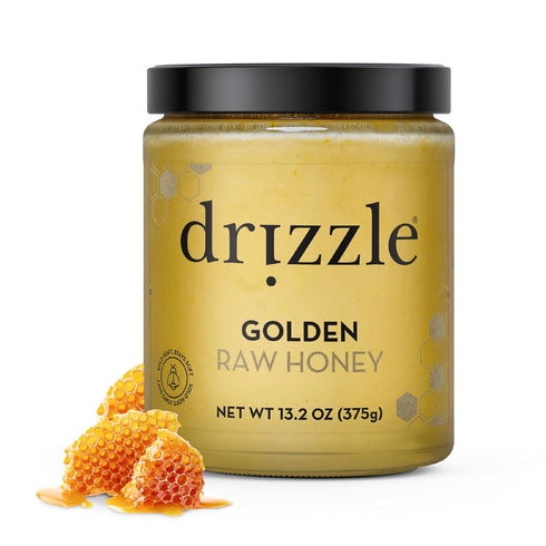 Drizzle Golden Raw Honey - All Natural Pure Raw Honey, Unfiltered &