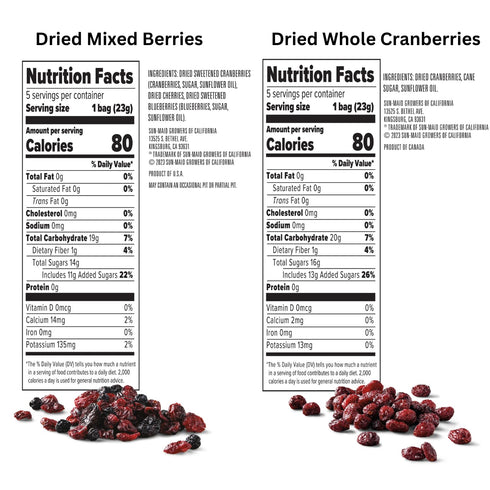 24 Count Pack 0.8 oz (12) (12) Sun-Maid Farmstand Reserve Variety - Snack Bag Whole Dried Cranberries and Dried Mixed