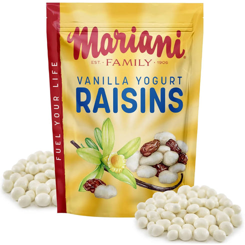 Mariani Vanilla Yogurt Covered Raisins 7oz Resealable Bag Sweet & Creamy Snack,