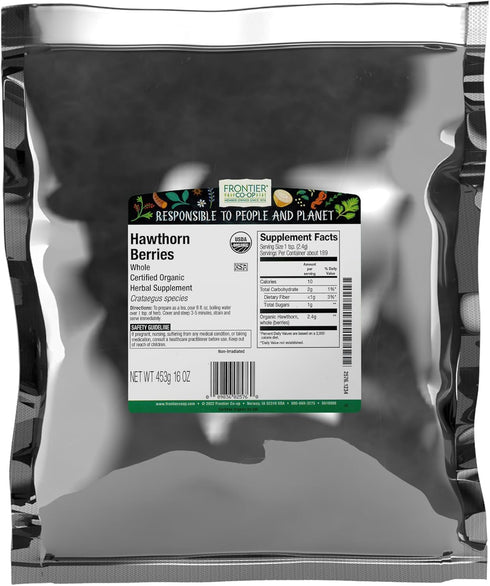 Frontier Co-op Organic Hawthorn Berries, Whole - For Hawthorn Berry Tea -