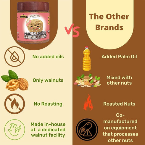 3 9.25 oz (Pack 3) Crazy Go Nuts Oatmeal Cookie Walnut Butter - Healthy Snack with Omega Fatty Acids and Antioxidants