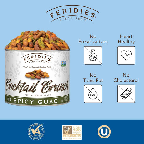 36 Oz FERIDIES Gourmet Cocktail Crunch Spicy Guac Snack Mix for Adults with Tangy Buffalo and Guacamole Flavors