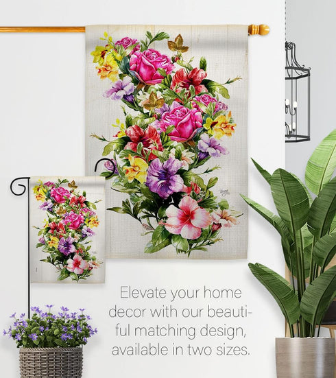 Breeze Decor Mix Bouquet Garden Flag Spring Floral Sunflower Tulip Rose Orchid Lilies Season Springtime Flower Wreath
