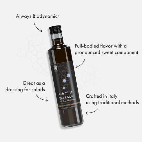 16.9 Oz (33 Dr. Mercola Solspring Balsamic Vinegar of Modena - Fruit Vinegar from Traditional Italian Grapes - Gourmet