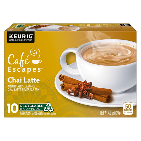 60 Count Caf Escapes Chai Latte, Single-Serve K-Cup Pods