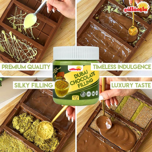 200g 7oz Gulluoglu Dubai Chocolate Filling Pistachio Cream with Crispy Kadayif | Middle Eastern Gourmet Dessert Best