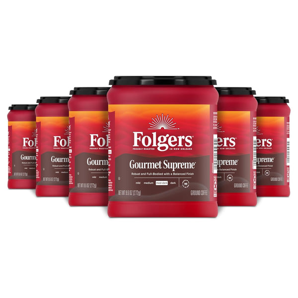 Folgers Gourmet Supreme Medium Dark Roast Ground Coffee, 9.6 Ounces (Pack of