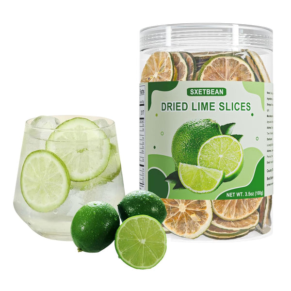SXETBEAN Dried Lime Slices, 3.5oz/100g Dehydrated Limes, Natural Dried Limes for Cocktails, Crafts,